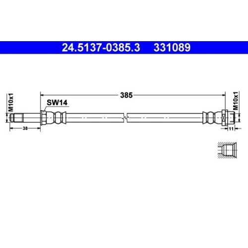 Bremsschlauch ATE 24.5137-0385.3 f&uuml;r MERCEDES-BENZ VAG, Hinterachse, Vorderachse