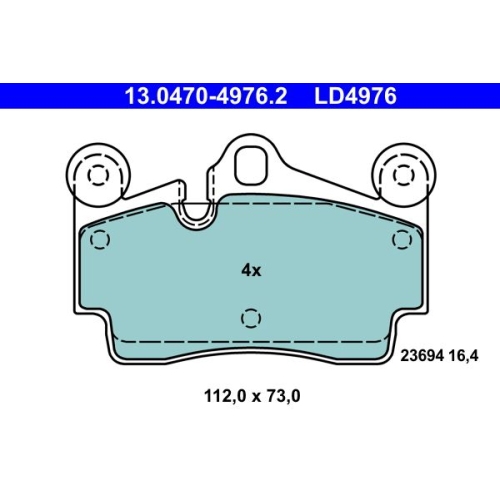 Bremsbelagsatz, Scheibenbremse ATE 13.0470-4976.2 ATE Ceramic f&uuml;r PORSCHE VAG