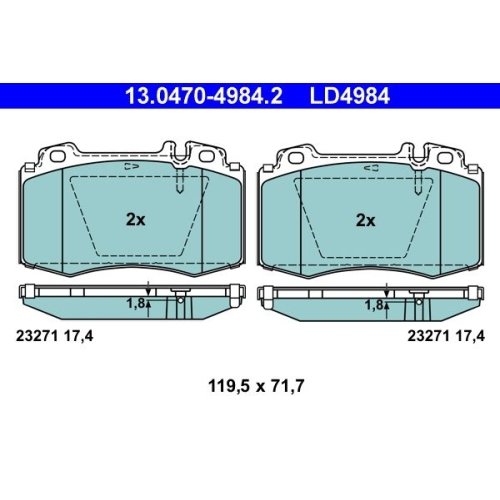 Bremsbelagsatz, Scheibenbremse ATE 13.0470-4984.2 ATE Ceramic f&uuml;r MERCEDES-BENZ