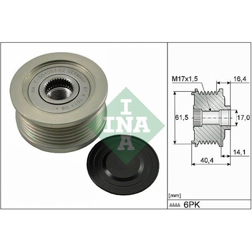 Generatorfreilauf INA 535 0115 10 f&uuml;r ALFA ROMEO FIAT LANCIA OPEL SAAB SUZUKI