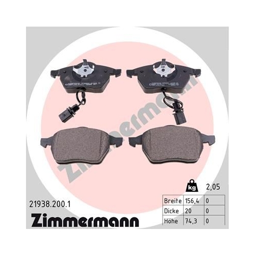 Zimmermann Bremsenset Bremsbel&auml;ge vorne + hinten AUDI SKODA VW VAG