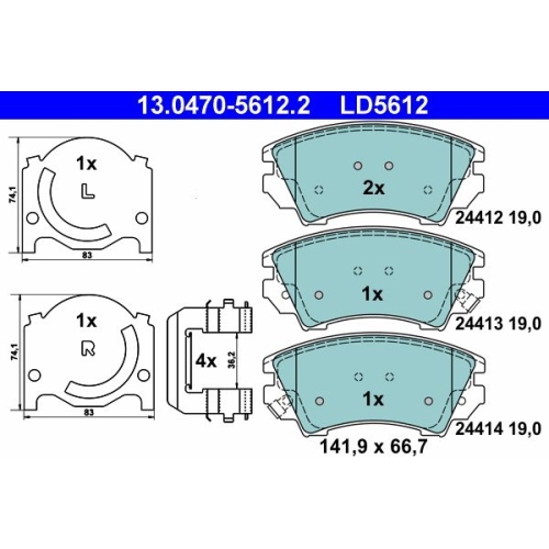 Bremsbelagsatz, Scheibenbremse ATE 13.0470-5612.2 ATE Ceramic f&uuml;r OPEL SAAB