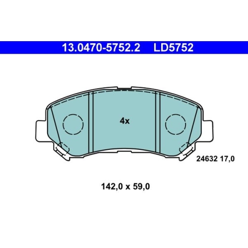 Bremsbelagsatz, Scheibenbremse ATE 13.0470-5752.2 ATE Ceramic f&uuml;r NISSAN
