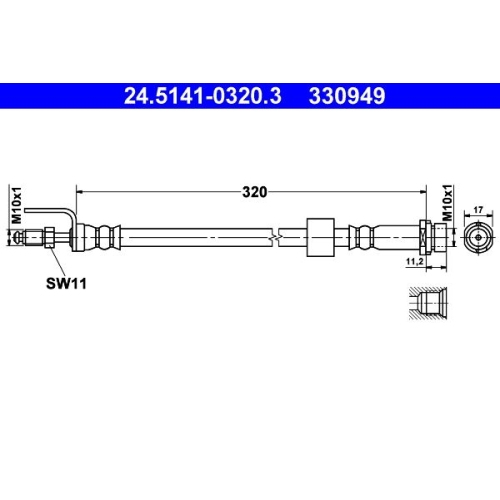 Bremsschlauch ATE 24.5141-0320.3 f&uuml;r FORD, Vorderachse
