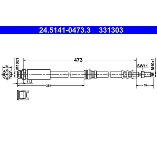 Bremsschlauch ATE 24.5141-0473.3 f&uuml;r FORD MAZDA, Vorderachse