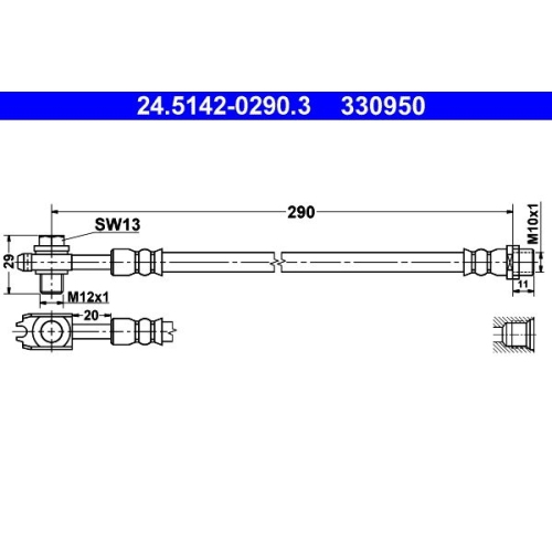 Bremsschlauch ATE 24.5142-0290.3 f&uuml;r VAG, Hinterachse
