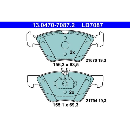 Bremsbelagsatz, Scheibenbremse ATE 13.0470-7087.2 ATE Ceramic f&uuml;r CHRYSLER