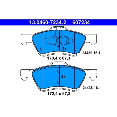 Bremsbelagsatz, Scheibenbremse ATE 13.0460-7234.2 f&uuml;r FORD MAZDA, Vorderachse