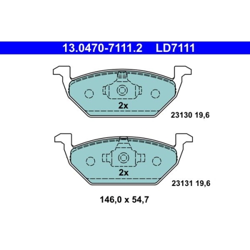 Bremsbelagsatz, Scheibenbremse ATE 13.0470-7111.2 ATE Ceramic f&uuml;r SEAT SKODA VAG