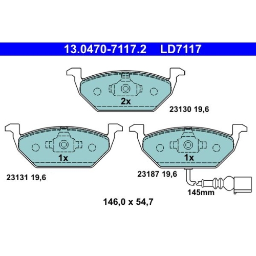 Bremsbelagsatz, Scheibenbremse ATE 13.0470-7117.2 ATE Ceramic f&uuml;r SEAT SKODA VAG
