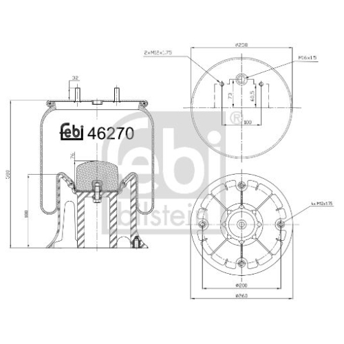 Febi Bilstein 46270 Luftfederbalg mit Kunststoffkolben , 1 St&uuml;ck