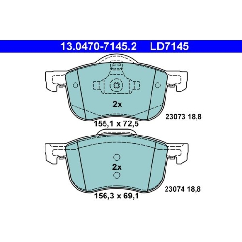 Bremsbelagsatz, Scheibenbremse ATE 13.0470-7145.2 ATE Ceramic f&uuml;r VOLVO