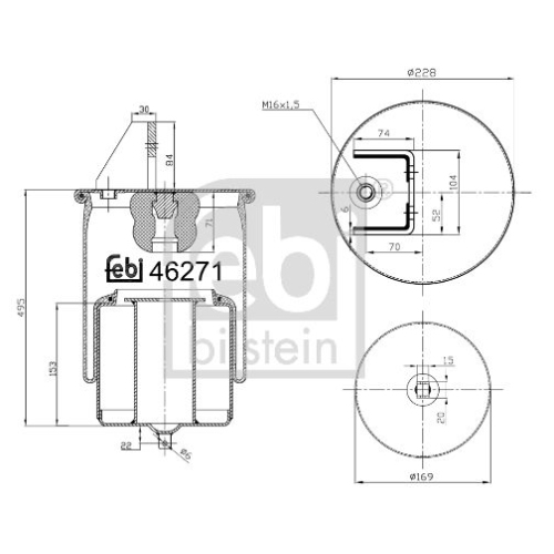 Febi Bilstein 46271 Luftfederbalg mit Stahlkolben , 1 St&uuml;ck