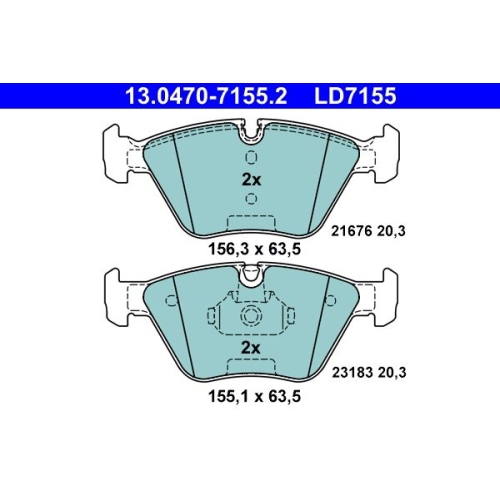 Bremsbelagsatz, Scheibenbremse ATE 13.0470-7155.2 ATE Ceramic f&uuml;r BMW MG ROVER