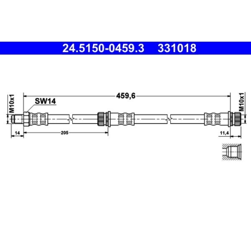 Bremsschlauch ATE 24.5150-0459.3 f&uuml;r MITSUBISHI SMART, Hinterachse
