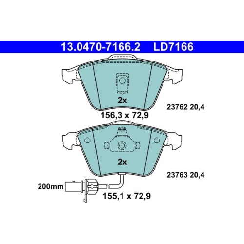 Bremsbelagsatz, Scheibenbremse ATE 13.0470-7166.2 ATE Ceramic f&uuml;r VAG