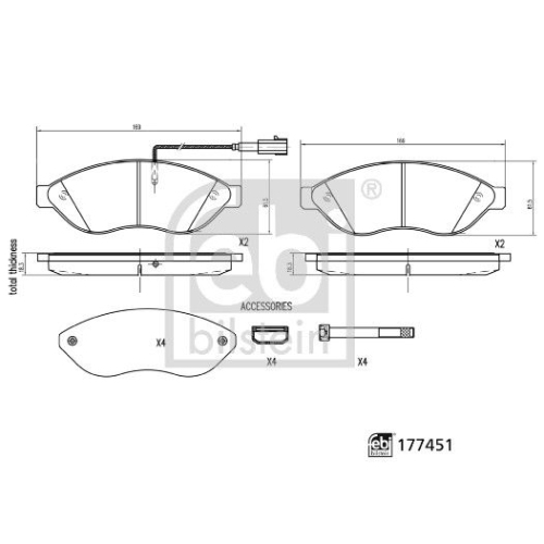 Bremsbelagsatz, Scheibenbremse FEBI BILSTEIN 177451 f&uuml;r CITRO&Euml;N OPEL PEUGEOT