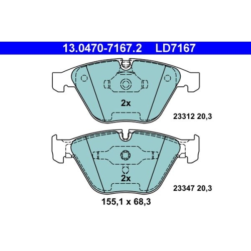Bremsbelagsatz, Scheibenbremse ATE 13.0470-7167.2 ATE Ceramic f&uuml;r BMW