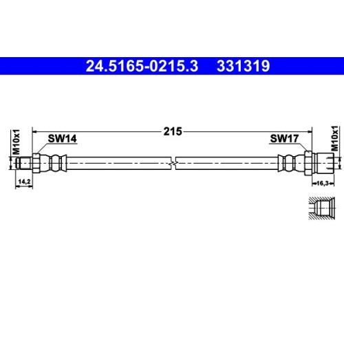 Bremsschlauch ATE 24.5165-0215.3 f&uuml;r VAG, Hinterachse