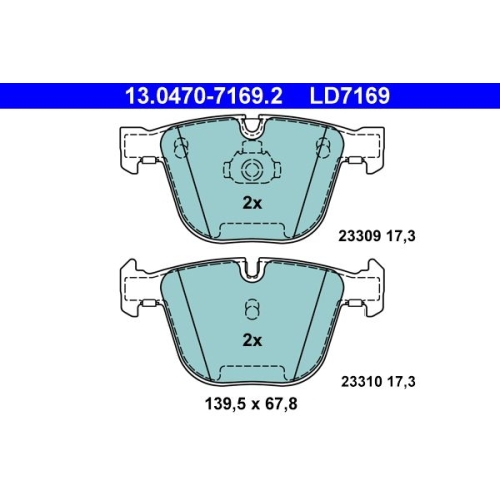 Bremsbelagsatz, Scheibenbremse ATE 13.0470-7169.2 ATE Ceramic f&uuml;r BMW