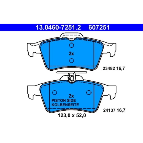 Bremsbelagsatz, Scheibenbremse ATE 13.0460-7251.2 f&uuml;r RENAULT, Hinterachse