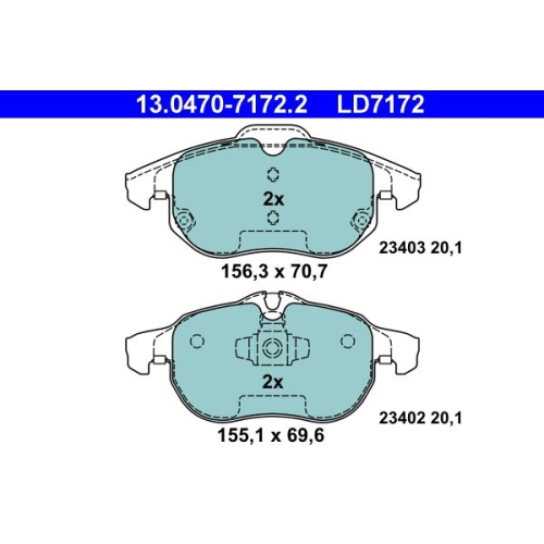 Bremsbelagsatz, Scheibenbremse ATE 13.0470-7172.2 ATE Ceramic f&uuml;r FIAT OPEL SAAB