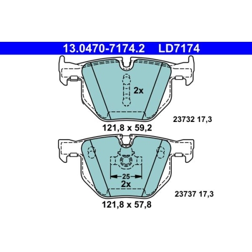 Bremsbelagsatz, Scheibenbremse ATE 13.0470-7174.2 ATE Ceramic f&uuml;r BMW