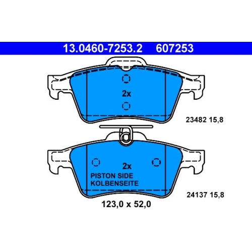 Bremsbelagsatz, Scheibenbremse ATE 13.0460-7253.2 f&uuml;r CITRO&Euml;N, Hinterachse