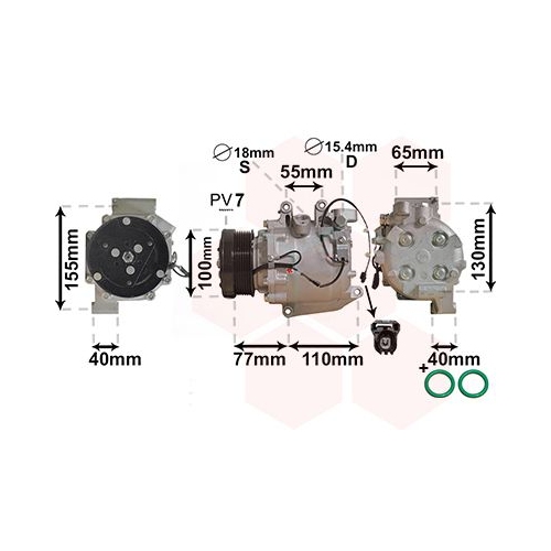 Kompressor, Klimaanlage VAN WEZEL 2500K208 *** IR PLUS *** f&uuml;r HONDA