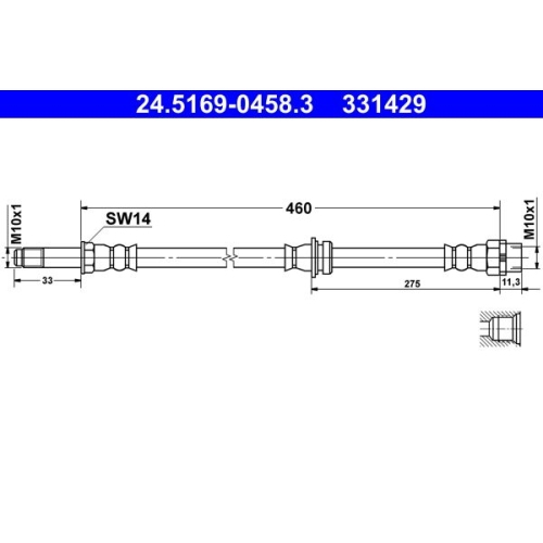 Bremsschlauch ATE 24.5169-0458.3 f&uuml;r BMW, Hinterachse
