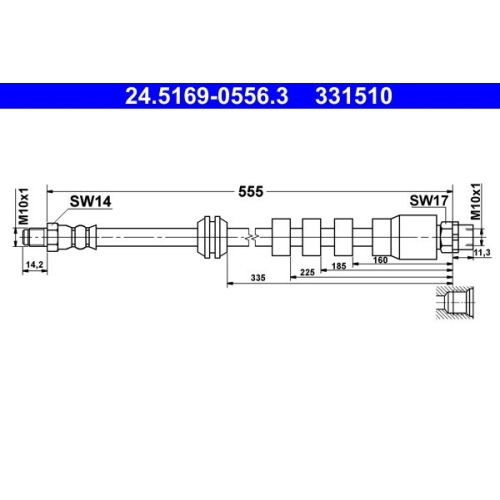 Bremsschlauch ATE 24.5169-0556.3 f&uuml;r BMW, Vorderachse