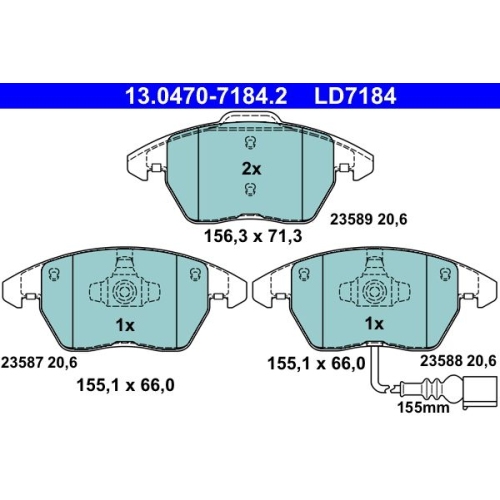 Bremsbelagsatz, Scheibenbremse ATE 13.0470-7184.2 ATE Ceramic f&uuml;r SEAT SKODA VAG