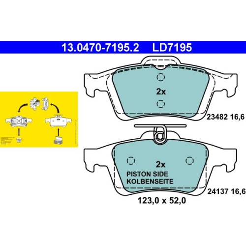 Bremsbelagsatz, Scheibenbremse ATE 13.0470-7195.2 ATE Ceramic f&uuml;r FORD MAZDA