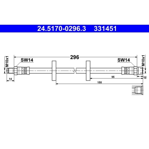 Bremsschlauch ATE 24.5170-0296.3 f&uuml;r VAG, Vorderachse