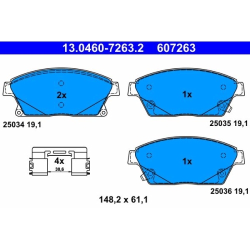 Bremsbelagsatz, Scheibenbremse ATE 13.0460-7263.2 f&uuml;r OPEL CHEVROLET