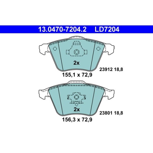 Bremsbelagsatz, Scheibenbremse ATE 13.0470-7204.2 ATE Ceramic f&uuml;r FORD MAZDA