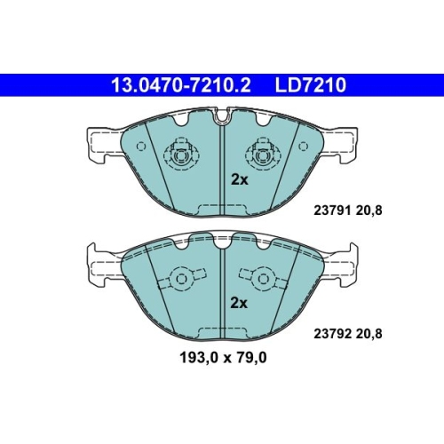Bremsbelagsatz, Scheibenbremse ATE 13.0470-7210.2 ATE Ceramic f&uuml;r BMW