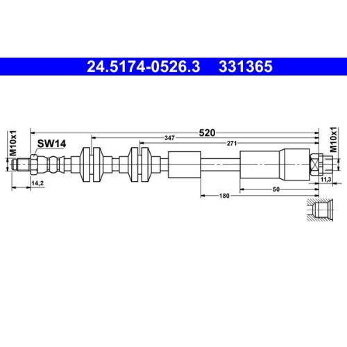 Bremsschlauch ATE 24.5174-0526.3 f&uuml;r BMW, Vorderachse