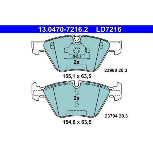Bremsbelagsatz, Scheibenbremse ATE 13.0470-7216.2 ATE Ceramic f&uuml;r BMW