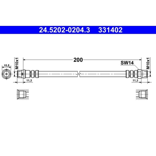 Bremsschlauch ATE 24.5202-0204.3 f&uuml;r BMW, Hinterachse