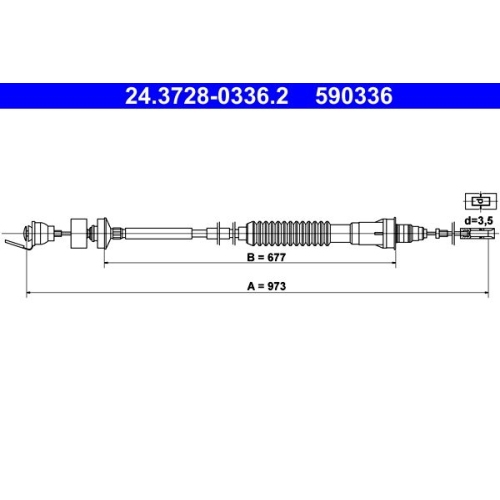 Seilzug, Kupplungsbet&auml;tigung ATE 24.3728-0336.2 f&uuml;r CITRO&Euml;N FIAT PEUGEOT