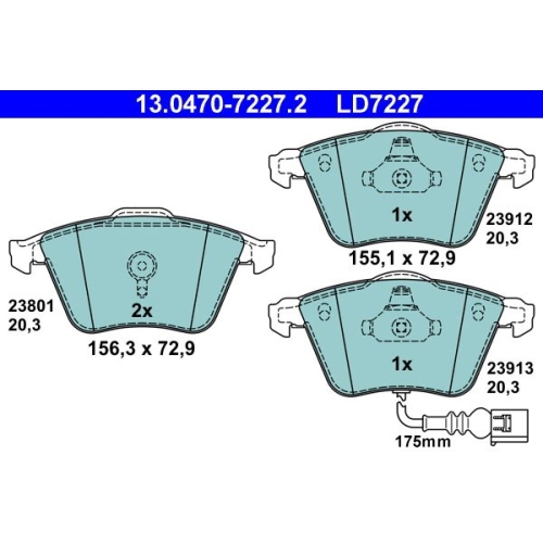 Bremsbelagsatz, Scheibenbremse ATE 13.0470-7227.2 ATE Ceramic f&uuml;r VAG