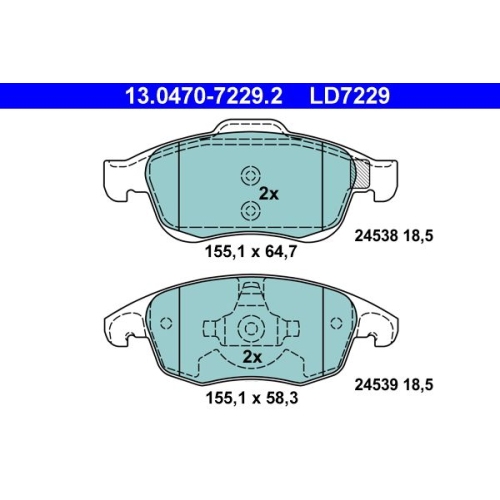 Bremsbelagsatz, Scheibenbremse ATE 13.0470-7229.2 ATE Ceramic f&uuml;r CITRO&Euml;N