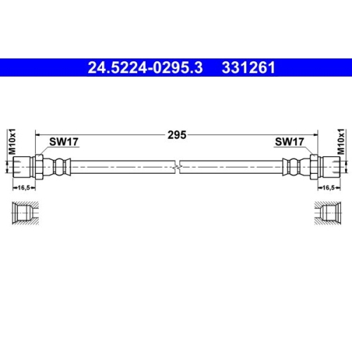 Bremsschlauch ATE 24.5224-0295.3 f&uuml;r VAG, Vorderachse
