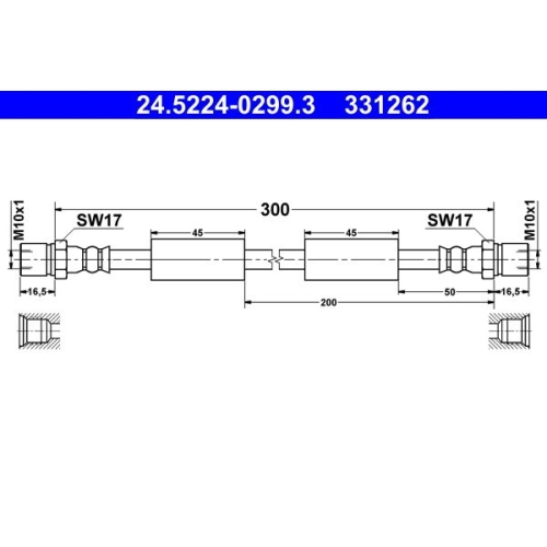 Bremsschlauch ATE 24.5224-0299.3 f&uuml;r VAG, Vorderachse