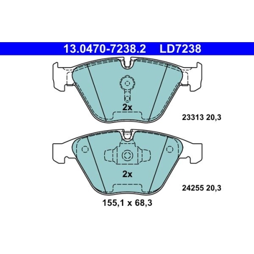 Bremsbelagsatz, Scheibenbremse ATE 13.0470-7238.2 ATE Ceramic f&uuml;r BMW