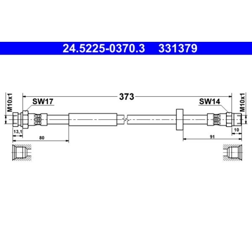 Bremsschlauch ATE 24.5225-0370.3 f&uuml;r FORD SEAT VAG, Hinterachse