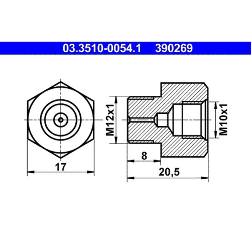 Adapter, Bremsleitung ATE 03.3510-0054.1 f&uuml;r MERCEDES-BENZ