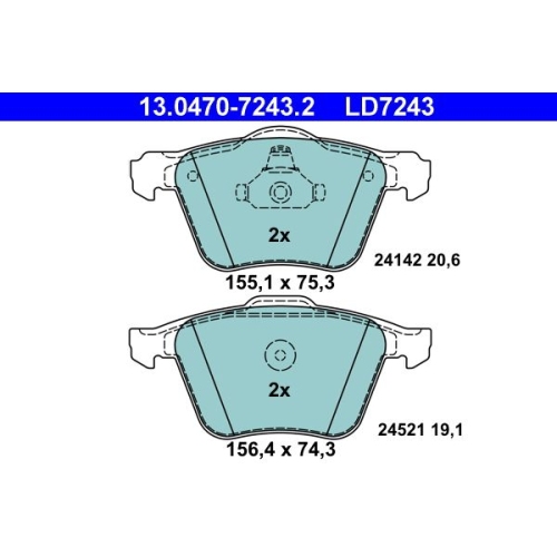 Bremsbelagsatz, Scheibenbremse ATE 13.0470-7243.2 ATE Ceramic f&uuml;r FORD VOLVO