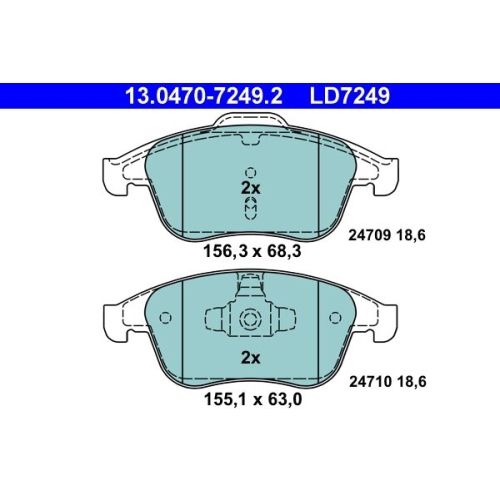 Bremsbelagsatz, Scheibenbremse ATE 13.0470-7249.2 ATE Ceramic f&uuml;r RENAULT